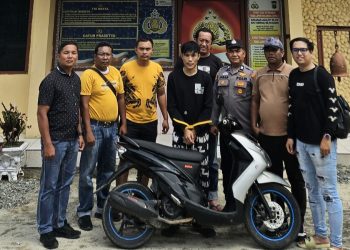 Pelaku Curanmor, Muhammad Al Farizi dan barang bukti diamankan di Polseķ Gunung Malela