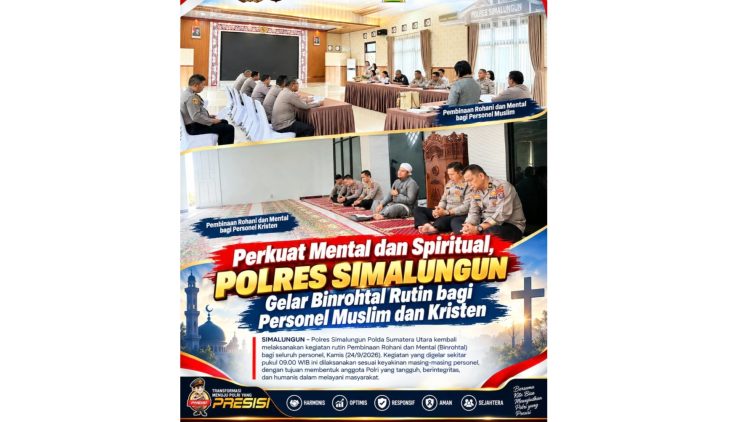 Polres Simalungun Gelar Binrohtal Rutin bagi Personel Muslim dan Kristen