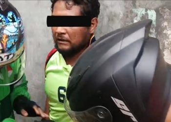 Polisi menangkap pengedar ganja kering di Jalan Yos Sudarso, Kelurahan Glugur Kota, Kecamatan Medan Barat. (Foto Ist)