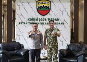 Kapolrestabes Medan, Kombes Pol Dr. Jean Calvijn Simanjuntak, SIK, MH-Dandim 0201/Medan Letkol Inf. Fernando Batubara. (Foto Ist)