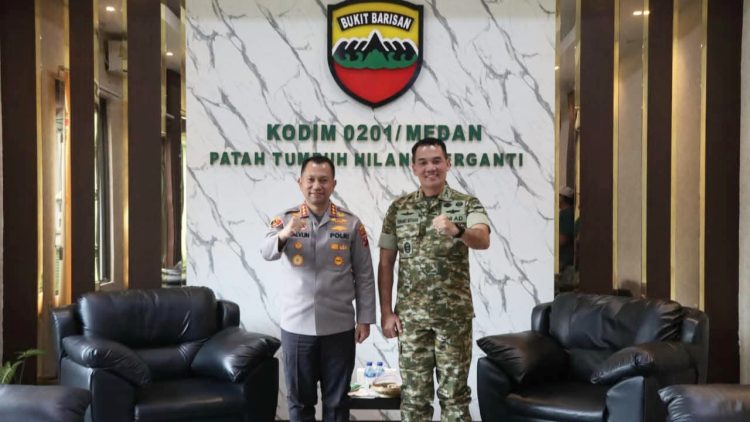 Kapolrestabes Medan, Kombes Pol Dr. Jean Calvijn Simanjuntak, SIK, MH-Dandim 0201/Medan Letkol Inf. Fernando Batubara. (Foto Ist)