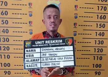 Pengedar uang palsu yang ditangkap polisi. (Foto Ist)