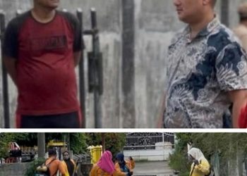 Ketua Komisi 1 DPRD Kota Medan, Reza Pahlevi Lubis, S.Kom saat memimpin gotong royong di Jalan Klambir 5, Gang Kalpataru, Kelurahan Tanjung Gusta, Kecamatan Medan Helvetia (Foto Ist)