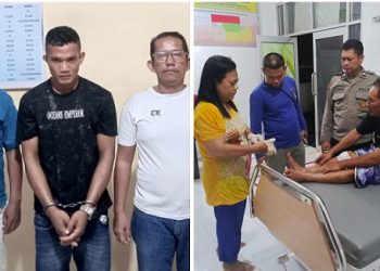 Pelaku Waldi Pohan yang diringkus dan korban dirawat di rumah sakit