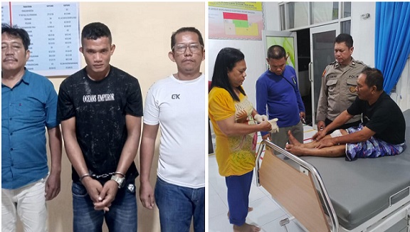 Pelaku Waldi Pohan yang diringkus dan korban dirawat di rumah sakit