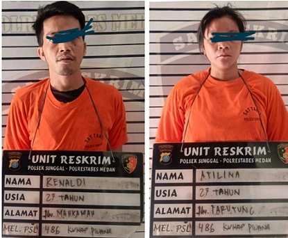 Dua pelaku curanmor yang ditangkap Polsek Medan Sunggal. (Foto Ist)