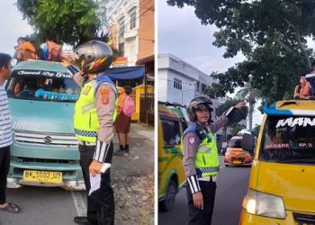 Personil Unit Kamsel laksanakan Binluh dan Dikmas Lantas di jalan D.I. Panjaitan