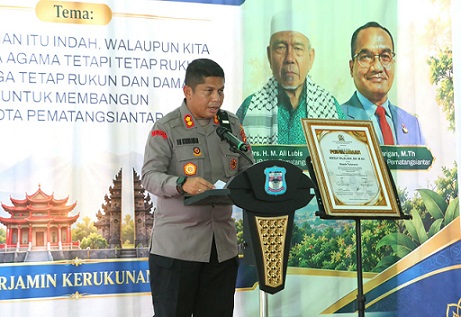 Kapolres Pematangsiantar AKBP Dhana Noer Kurniawan S.I.K., M.M menyampaikan kata sambutannya
