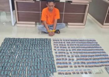 Kurir narkoba vape getar yang ditangkap pihak Polda Sumut di Tanjung Balai. (Foto Ist)