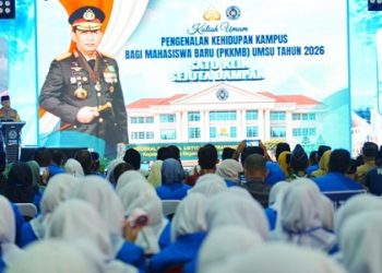 Kapolri Jenderal Polisi Drs. Listyo Sigit Prabowo, M.Si saat memberikan kuliah umum di Universitas Muhammadiyah Sumatera Utara (UMSU). (Foto Ist)