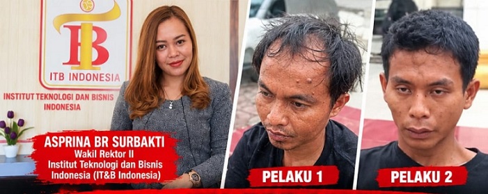 Dua pelaku pembunuhan Wakil Rektor II IT&B Indonesia, Kabanjahe, Kabupaten Karo, Asprina Br Surbakti (Foto Ist)