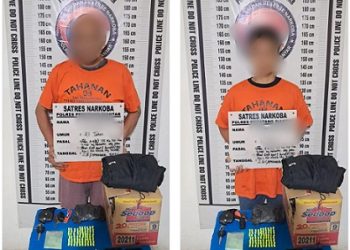 Kedua tersangka dan barang bukti diamankan di Sat Resnarkoba Polres Pematangsiantar