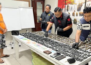 kurir narkoba RS warga Kabupaten Aceh Selatan, Aceh yang ditangkap membawa 450 pcs pod getar asal Malaysia di kota Medan (Foto Ist)