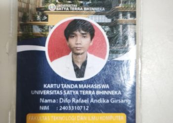 Kartu identitas mahasiswa yang melompat dari Lantai 22 UNPRI ternyata mahasiswa di Universitas Satya Terra Bhinneka. (Foto Ist)