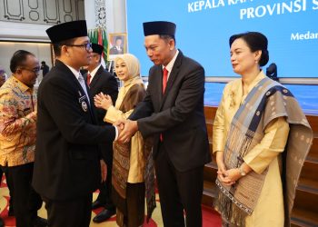 Wakil Wali Kota Tanjungbalai Muhammad Fadly Abdina menghadiri pengukuhan Ameriza Ma’ruf Moesa sebagai Kepala Kpw BI Sumut