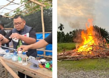Polisi gerebek sarang narkoba di bantaran rel kereta api Medan - Binjai Desa Serba Jadi, Kecamatan Sunggal, Kabupaten Deli Serdang. (Foto Ist)