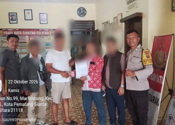 Personil piket Polsek Sianțar Selatan dipimpin Kanit Reskrim IPDA Jaya Manihuruk SH selesaikan dugaan penganiayaan dengan Problem solving