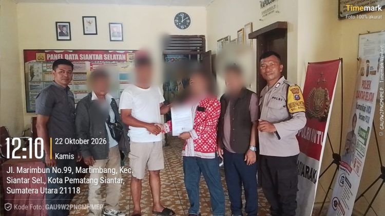 Personil piket Polsek Sianțar Selatan dipimpin Kanit Reskrim IPDA Jaya Manihuruk SH selesaikan dugaan penganiayaan dengan Problem solving