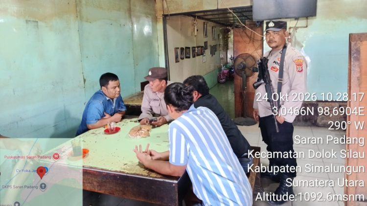 Personil Polsek Dolok Silau saat cek lokasi dan Tidak temukan perjudian
