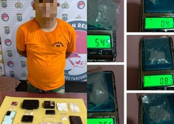 Tersangka BH alias Bembeng dan barang bukti