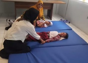 siswa SD Negeri 060870 yang dirawat di Rumah Sakit Umum Imelda Pekerja Indonesia Medan di Jalan Bilal, Medan. (Foto Ist)