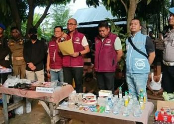 Operasi Gerebek Sarang Narkoba (GSN) tim gabungan Direktorat Reserse Narkoba Polda, BNNP Sumut, TNI dan lainya di bantaran sungai Jalan M Yusuf Jintan, Desa Percut, Kecamatan Percut Sei Tuan, Kabupaten Deli Serdang (Foto Ist)