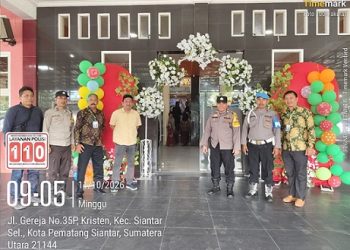 Kanit Intelkam IPDA Syaiful Bahri Panjaitan S.H pimpin pengamanan Perayaan Ulang Tahun Ke - 119 dan Pesta Gotilon Gereja HKBP Resort Pematangsiantar