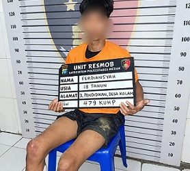 Pelaku begal yang bereaksi di 40 lokasi ditangkap personil Polretabes Medan. (Foto Ist)
