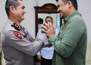 Gubernur Sumut Muhammad Bobby Afif Nasution saat menerima kunjungan silaturahmi Kapolda Sumut Irjen Pol Sonny Irawan beserta jajaran pejabat utama Polda Sumut di Kantor Gubernur Sumut, Jalan Diponegoro, Medan (Foto Ist)