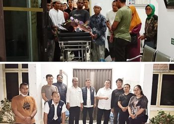 Jenajah korban saat dibawa keluarga (Photo atas). Tim Identifkasi Polres Simalungun AIPDA Sujid Sahputra Kanit Gakkum IPDA Yancen Hutbarat bersama Tim Identifikasi Ditreskrimum Polda Sumut usai sidik jari jenajah korban tabrak lari diruangan jenajah RSUD dr Djasamen Saragih Kota Pematangsiantar