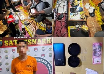 Pelaku A dan barang bukti yang ditangkap Polres Tanjungbalai