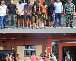 Para terduga pelaku pengoplosan gas elpiji bersubsidi yang diamakan Tim Quick Respon (Intel) Komando Daerah TNI Angkatan Laut I (Kodaeral I). (Foto Ist)