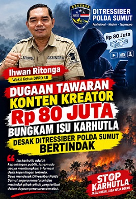 Wakil Ketua DPRD SU Ihwan Ritonga-Ditresiber) Polda Sumut. (Foto Ist)