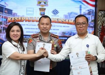 Kapolrestabes Medan Kombes Pol Dr Jean Calvijn Simanjuntak menggandeng Balai Besar Pelatihan Vokasi dan Produktivitas (BBPVP) Medan serta Asosiasi Pengusaha Indonesia (APINDO) Medan untuk pelatihan kerja melalui program Polisi Peduli Pengangguran (Poliran). (Foto Ist)