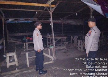 Personil piket Polsek Siantar Marihat respon cepat pengecekan warung tuak yang dilaporkan meresahkan warga di Jalan Farel Pasaribu seputaran Lapangan Horbo