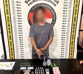 Terrsangka MSS dan barang bukti diamankan di Sat Resnarkoba Polres Simalungun
