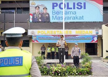 Wakapolrestabes Medan AKBP Rudy Silaen- Kapolrestabes Medan Kombes Jean Calvijn Simanjuntak dalam Apel Gelar Pasukan Operasi Patuh Toba 2026. (Foto Ist)