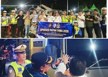 Kapolres Pematangsiantar AKBP Dhana Noer Kurniawan SIK. MM bersama Walikota Pematangsiantar Wesly Silalahi SH. M.Kn melaksanakan sosialisasi Operasi Patuh Toba Tahun 2026 di Jalan Ringroad