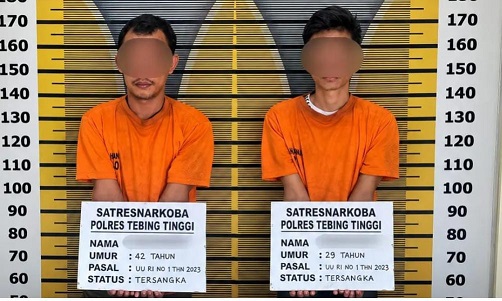 Kedua pelaku, P dan ASL yang ditangkap Sat Resnarkoba Polres Tebing Tinggi