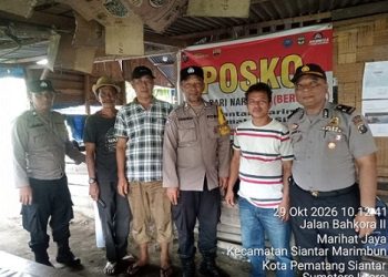 Wakapolsek IPTU MP Simanjuntak SH bersama piket Bhabinkamtibmas melaksanakan Patroli Posko Kampung Bebas dari Narkoba (KBN) di Jalan Bahkora II