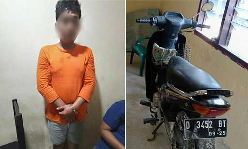 Pelaku curanmor dan barang bukti diamankan di Polsek Bosar Maligas