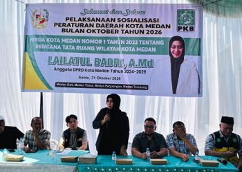 Anggota DPRD Kota Medan, Lailatul Badri, saat Sosialisasi Peraturan Daerah (Sosper) Perda Nomor 1 Tahun 2022 tentang Rencana Tata Ruang Wilayah (RTRW) Kota Medan (Foto Ist)