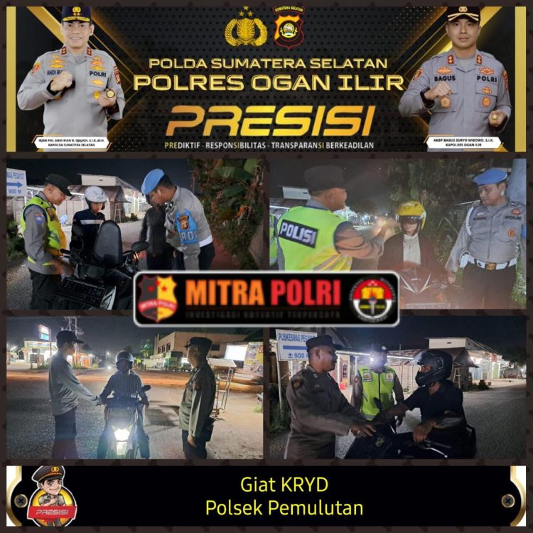 Kapolsek Pemulutan Iptu Nugrah Angga Oktari, S.H., memimpin langsung pelaksanaan kegiatan razia dalam rangka Kegiatan Rutin Yang Ditingkatkan (KRYD) pada Sabtu malam, 26 April 2025.