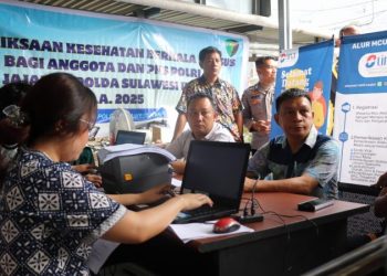 Polresta Manado menggelar kegiatan Pemeriksaan Kesehatan Berkala bagi personel dan Pegawai Negeri Sipil (PNS) Polri, Jumat (25/4/2025).