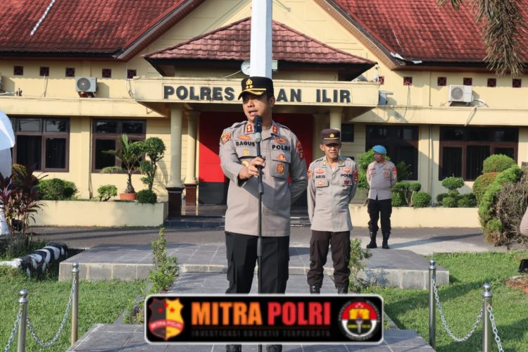 Apel digelar di lapangan utama Mapolres Ogan Ilir pukul 07.30 WIB, dipimpin langsung oleh Kapolres Ogan Ilir AKBP Bagus Suryo Wibowo, S.I.K., dan diikuti oleh Wakapolres Kompol Helmi Ardiansyah, S.H., para pejabat utama, serta seluruh personel Polres.