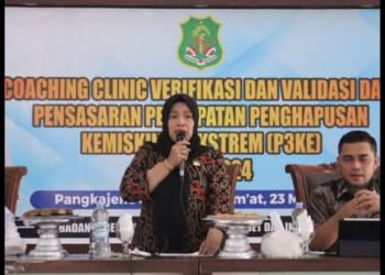 Pemerintah Kabupaten Sidenreng Rappang menggelar coaching clinic (pelatihan teknis) verifikasi dan validasi (verval) data Pensasaran Percepatan Penuntasan Kemiskinan Ekstrem (P3KE) tahun 2024, Jumat (23/5/2025).