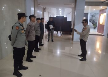Pengamanan yang dilaksanakan oleh Polresta Palangka Raya, di Aula Lantai 1 Kantor Gubernur Kalteng, Jalan RTA Milono, Kelurahan Menteng, Kecamatan Jekan Raya.