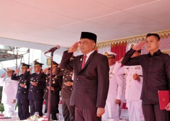 Upacara peringatan Hari Lahir Pancasila dilaksanakan di Lapangan Playground Kota Sabang, dan dipimpin Pj Wali Kota Sabang Andri Nourman sebagai inspektur upacara, pada Senin (2/6/25).