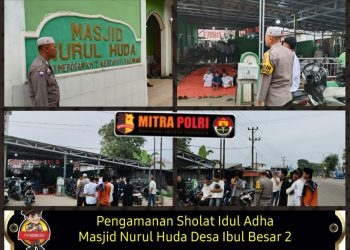 jajaran Polsek Pemulutan melaksanakan giat pengamanan di sejumlah masjid besar di wilayah hukumnya, Jumat pagi (06/06/2025).