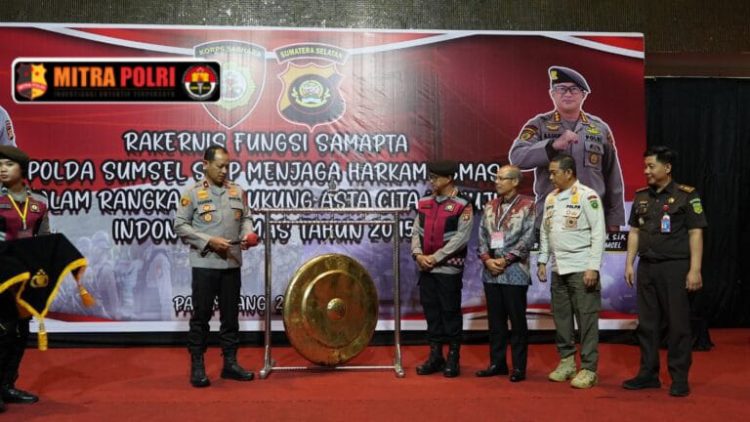 Wakapolda Sumsel Brigjen Pol. M, Zulkarnain S.I.K.,MSI secara resmi membuka Rapat Kerja Teknis (Rakernis) Fungsi Samapta Jajaran Polda Sumsel Tahun Anggaran 2025 di gedung Grand Atyasa Convention Center Palembang Kamis. (26/6/2025) pagi.